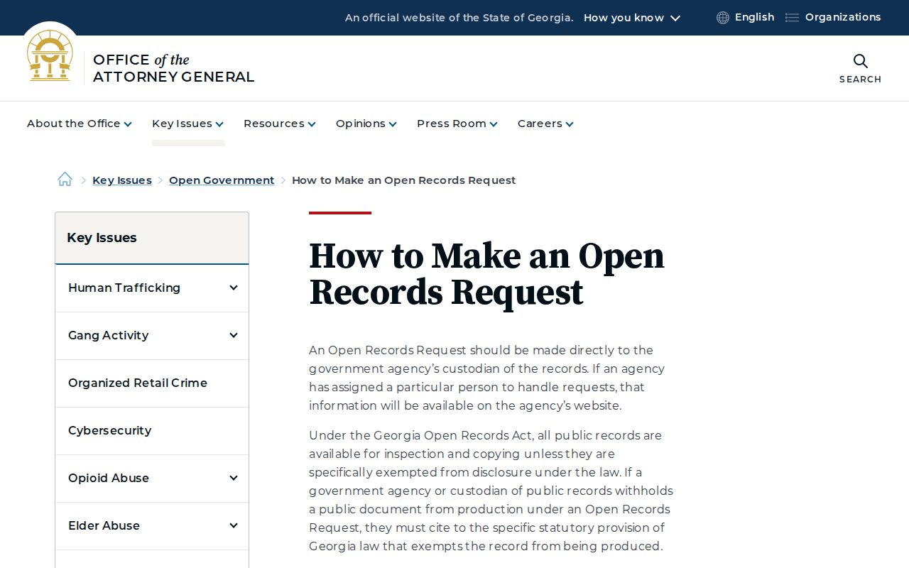 Georgia open records instructions for a Schley County booking record request